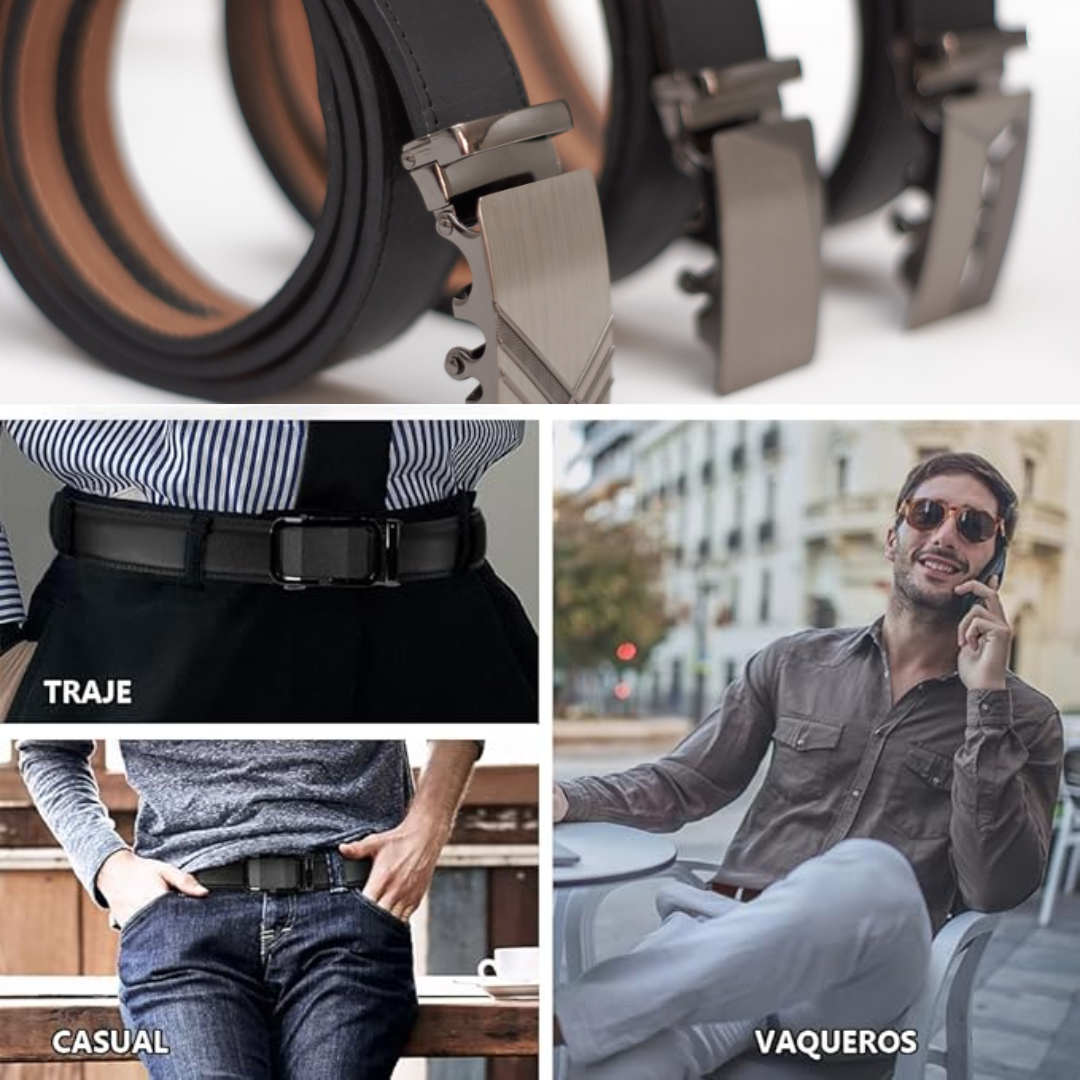 Cinto Reversible De Cuero Negro/marrón Hebilla Giratoria