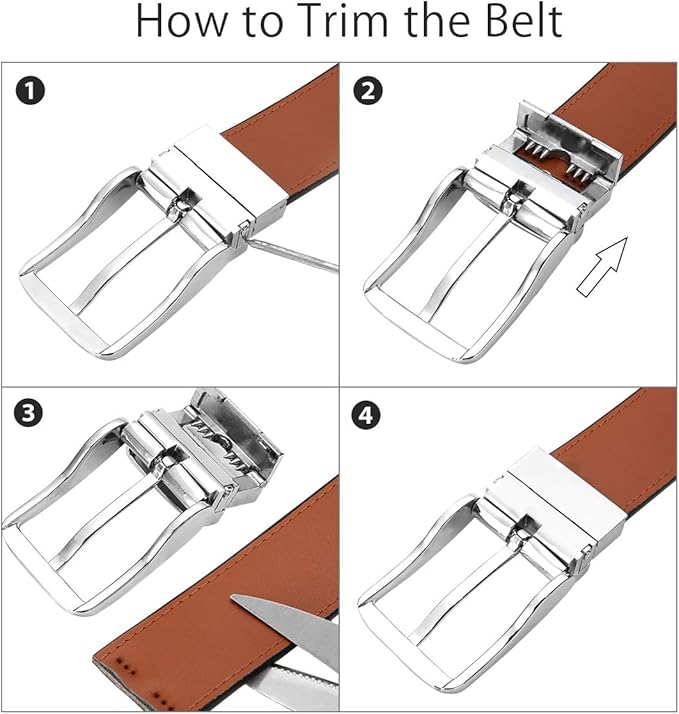 Cinto Reversible De Cuero Negro/marrón Hebilla Giratoria